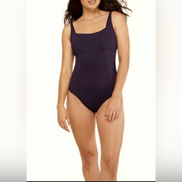NWT Andie Swim Havana One-Piece Navy Swimsuit, Square Neck, Adjustable Straps S - Picture 2 of 15
